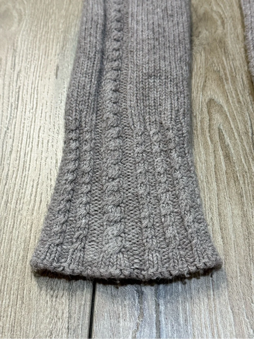 HUE Cable Knit Leg Warmers Taupe 24” Long Cozy Balletcore Boot Socks